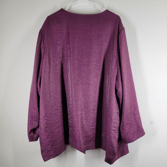 Ulla Popken Jacket Womens Plus Sz 28/30 Purple Shimmer Jewel Button Relaxed Fit - Picture 4 of 10